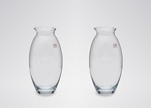 2 x Glass Vase Mouth Blowing by Zoe Glass Lucy 20cm for Decoration, Flowers and Candles