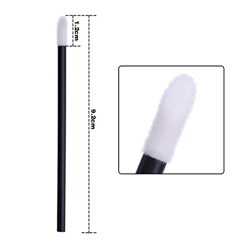 eBoot 100 Stück Einweg Lippenpinsel Stick Lippenstift Pinsel Gloss Stab Applikatoren, Schwarz - 6