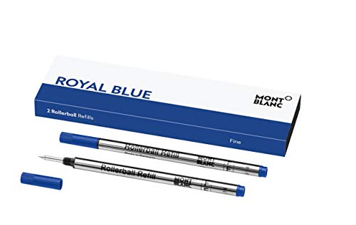Montblanc Roller Minen Royal Blue 124501 - Blaue Ersatzmine für Roller Ball und Fineliner Größe F - 2 x Montblanc Refill Rollerball Fein