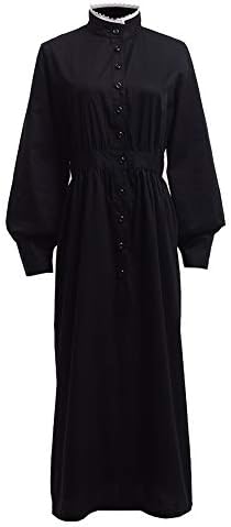 GRACEARTVictorian Maid Costume Pioneer Women Prairie Dress Peasant Housekeeper Cosplay Outfit