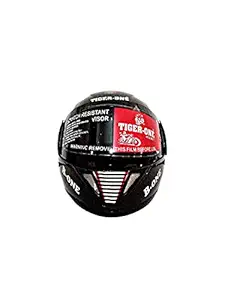 Tiger ONE Full FACE Helmet (Size : 580) 2 Jali Motorbike Helmet, Colour - Black.
