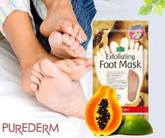 Purederm Exfoliating Foot Mask[large size, over 270mm] Papaya and Chamomile Extract - 1 pair * "Sock type" foot exfoliating mask * Perfectly peel away calluses and dead skin cells in just 2 weeks! / For The Foot Size Large Over 270mm (size 40-45)
