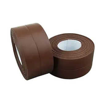 Leeonz Counter Caulk Strip Seal for Bath Tub, Kitchen, Shower Toilet Wall Sealant, Kitchen Corner Line Waterproof Tape Table Edge Corner Protector Bumper Strip, 3.2m*3.8cm (Brown, 2PCS)