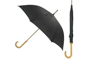 UMBRELLA HEAVEN Gentlemans Umbrella | Wood Handle Stick Umbrella | Traditional Gents Wooden Brolly | Classic Automatic Mens Umbrella | Ladies Vintage Walking Brolly | Auto Push Button Waterproof…