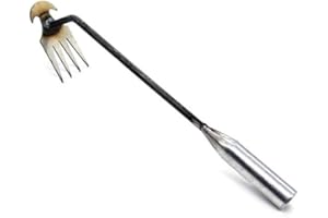 URIJK 2023 New Weeding Artifact Uprooting Weeding Tool-Premium Manganese Steel Forged Weed Puller 4 Teeth Dual Purpose Weeder Hand Weeder Tool Stand Up Weeding Tool with Handle for Garden Yard Farm Removal