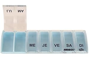 Pilulier Hebdomadaire | Box7 | 7 Cases | Large choix de couleurs | Anabox (Bleu Pastel)