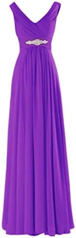 Xsiapas Women Sexy V Neck Elegant Prom Maxi Dress Pleated Wedding Bridesmaid Long Dresses Evening Party Cocktail Rhinestone Waist Zip Closure Dress 20 Colors Size EU 34-52