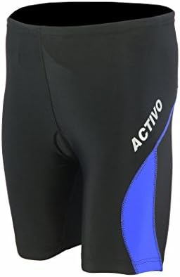 Activo Mens Triathlon Shorts Tri Cycling Run Swim Short Compression Base Layer (Black / Blue, X-Large)