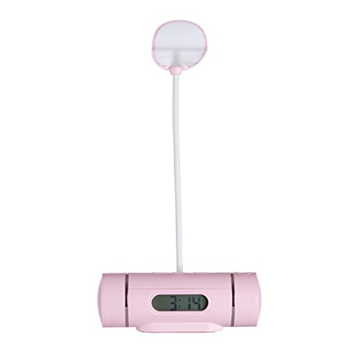 Preisvergleich Produktbild Lichtwecker mit Stifthalter LED Musik Tischlampe Flexibler Hals Wecker Schreibtischlichter Anzeigezeit Berühren Dimmen Pünktlich Bericht Schlummerfunktion USB Wiederaufladbare Nachtbeleuchtung,Pink