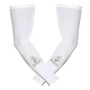 Kyron Fashions Unisex Cotton Full Hand Arm Seeves Driving Gloves (White, Free Size)