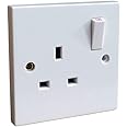 Mr. Gadget's Solutions® 13A Single Gang UK Switched Wall Socket (Single Pole) - White