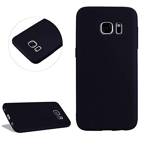 DasKAn Couleur Unie Matte Silicone Coque Samsung Galaxy S7,Élégant Ultra Mince Souple Fine Caoutchouc Housse de Protection Arrière Antichoc Flexible Gel TPU Étui de Téléphone,Noir