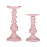  DRULINE Kerzenleuchter Kerzenhalter Leuchter Kerzenständer Shabby Chic Landhaus (Rosa, Groß)