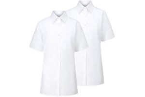 Trutex Basics 2 Pack Girls Short Sleeve School Shirts (3-16+ Yrs) Girls Slim Fit School Shirts, White Shirts for Girls, Easy Iron Short Sleeve School Shirts Girls White -Genuine School Uniform