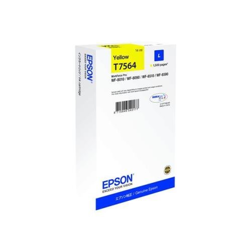 1 x Cartouche d'encre d'origine pour EPSON WorkForce Pro WF de 8000 Series T7564 T 7564 – Jaune –-Puissance : env. 1500 pages/5%