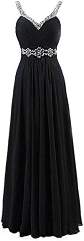 KISSE Women Sleeveless V-Neck Bridemaid Dress Maxi Evening Dress