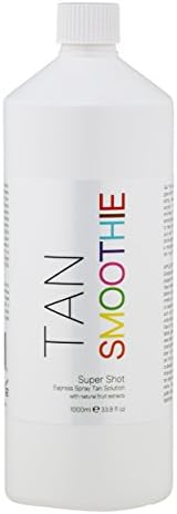 Tan Smoothie 1 Litre Salon-Size SUPER SHOT 1hr EXPRESS Spray Tan Solution with Instant Dark Tint Guide Colour Organic Natural Ingredients and added Aloe Vera & Skin Smoothers - Mobile Fast 60 min Tan
