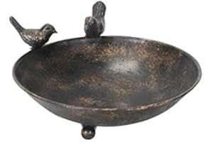 DEKO-IMPRESION Deko-Impression Vogeltränke Vogelbad Vogel-Futterstelle Eisen massiv bronzefarben 22