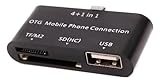 Material de alta calidad DURAGADGET Lector De Tarjetas para Smartphone BQ Aquaris X5 Plus / E4 / E4.5 / E5s / E5 FHD - OTG 4 En 1 - TF/M2, SD(HC), USB + Cable USB Transferir Sus Fotos!