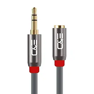 C&E CNE501920 1.5 FT(0.4 M) 3.5mm Aux Male to Female Extension Stereo Audio Cable Grey (1.5 Feet/0.4 Meters) Compatible for iPhone, iPad or Smartphones, Tablets, Media Players