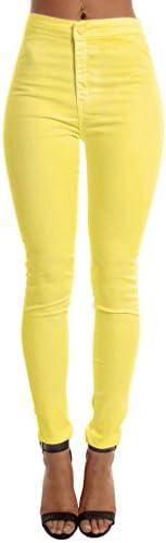 Textmart Outfitters Brand New Ladies High Waisted Skinny Stretchy Jeans Jeggings Pants, Size 6-16 (8, Yellow)