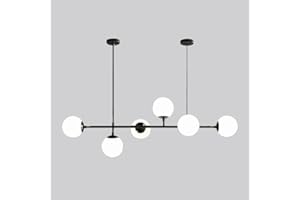 Moddeny 6 luci E27 Lampadario moderno Nord Europa Lampadario a sfera in vetro Industriale 51 pollici Lampada a sospensione a soffitto per soggiorno Sala da pranzo Decorazione artistica Ristorante