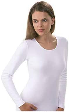 Maglia intima donna caldo cotone corpetto maglietta manica lunga  (4°(media), Bianco) : Amazon.it: Moda