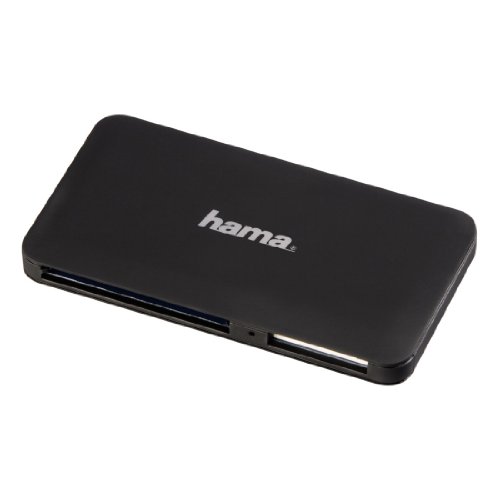 Hama Kartenleser "Slim", UDMA/UHS-I fähig, (u.a. microSD/SDHC, SD/SDHC, CF Typ I, MMC, USB 3.0), schwarz gummiert