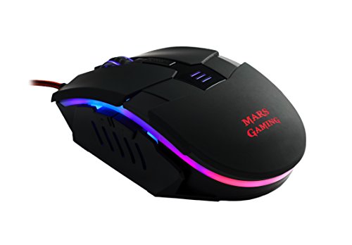 Mars Gaming MM116 - Rat  n Gaming para PC  3200 dpi  Sensor   ptico Profesional  iluminaci  n 7 Colores RGB Flow  6 Botones Gaming  ambidiestro  ergon  mico  Conector USB   Color Negro