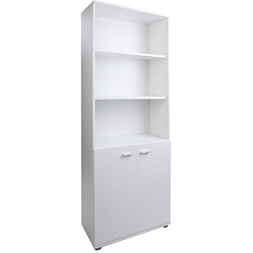 Schrank Regal Standregal Bücherregal Bücherschrank, 5 Fächer, 71 x 180 x 35 cm, weiß