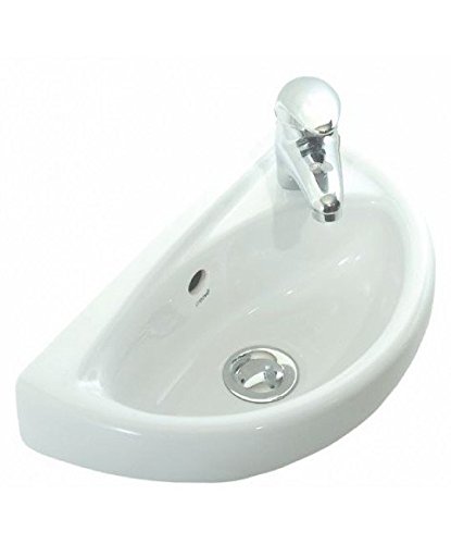 Minilavamanos de pared compacto, lavabo pequeño de 395 x 233 mm con grifo mezclador y sumidero