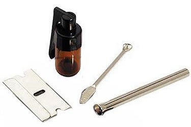 6 teiliges Schnupf Set Schnupftabak Etui mit Spiegel und Dosierer (klein) (silver) - 3