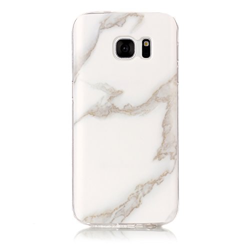 Cozy Hut Für Samsung Galaxy S7 Handyhülle mit Marmor / Marble Design(weiß / grau) | Handytasche | | Schale | | Hülle | | Case | Handy-etui | TPU-Bumper | Soft Case | Schutzhülle Cover für den optimalen Schutz ihres Samsung Galaxy S7 (5,1 Zoll) – Jade weißer Marmor - 2