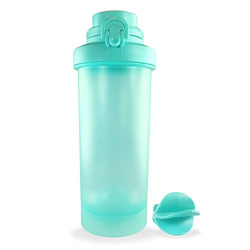 Blenderbottle, Sportflasche Trinkflasche mit Blenderball, Knopf-Design Klippverschluss & Schraubverschluss zur Dicht, Mixer für Sport, Büro und Alltag, 700ml/24oz - 3