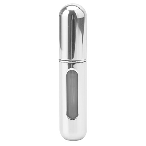Lalang Mini Refillable Perfume Atomizer Bottle for Travel Spray Scent Pump Case 5ml Empty (Silver)