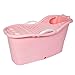 Produktbild Badewanne, Pools Edelstahl Ganzkörper-Runde Sit Reclining Inflatable Korean Faltbare Wanne Erwachsener Große Becken Rosa Größe: 120 * 57 * 64 cm Badewannen