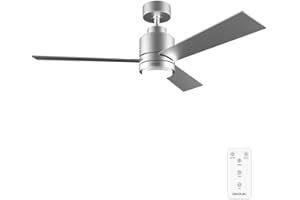 Cecotec Ventilatore da soffitto con luce EnergySilence Aero 4850 Style Steel. 30 W, diametro 48" con 3 pale, telecomando, motore DC, 6 velocità, modalità Winter-Summer e Natural Breeze