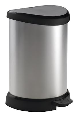 Curver 169795 Poubelle à Pédale 20 L Polypropylène Aspect Métal 30,3 x 44,8 x 26,8 cm