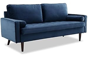 Home Detail Velvet Fabric 2 & 3 Seat Sofa Suite Couch Set Upholstered Luxury Living Room Suite (Blue, 3 Seater Sofa Only)