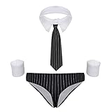 G-string de baja altura con cintura elástica, bolsa abultada delantera con 4 botones, diseño de patrón de rayas