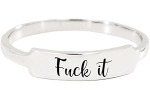 SEAAZQURTLES Fuck It Dainty Bar Fuck It Dainty Bar S925 Fuck It Square Fuck It Stackable Letters Stainless Steel Jewelry Accessory Best Friend Birthday Holiday Gifts