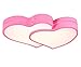 Produktbild Deckenleuchte Rosa Zwei Herzen Kinderlampe Kinderzimmer Schlafzimmer Led Herz Girl Moderne Mädchen Für Mädchenzimmer Decken Hochzeit Deko Lampen Schlafzimmerlampe Herzform Herzchen Mit Pink 50CM (Dimmbar Mit Fernbedienung, Rosa Pink)