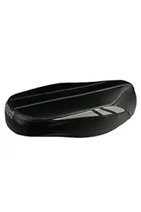 Elegant Leather Scooter Seat Cover for Suzuki Access (Flash Black and Silver)