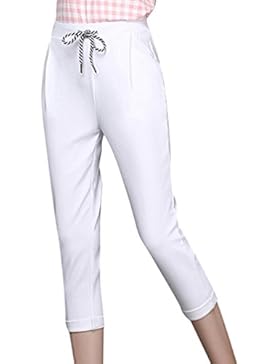 YiLianDa Donna Pantaloni Lunghi Eleganti Moda Coulisse Tasche Casual Ufficio