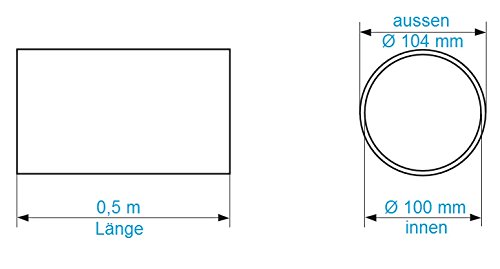 Lüftungsrohr Ø 100 mm Länge 0,5 m aus ABS-Kunststoff Rundrohr Rundkanal Abluft-Rohr Abluftkanal Dunstabzug Kanal Ø 10 cm und 50 cm lang Rundrohrsystem, ein Produkt von MKK - 3