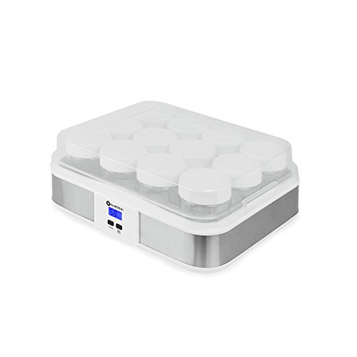 Klarstein Gaia Joghurtmaker elektrischer Joghurtzubereiter (12x210ml Gläser, Timer, gesteuerte Temperaturregelung, einfach zu reinigen, Edelstahlrahmen) weiß - 3