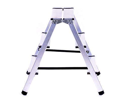 ALULEITER KLAPPLEITER 2×3 STUFEN STEHLEITER HAUSHALTSLEITER ZWEISEITIG - 2