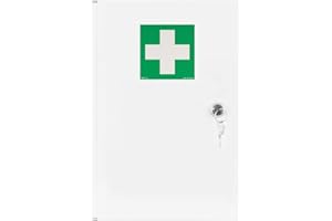notlok Safety Work Armoire à Pharmacie Murale 39x24x11cm | Serrure + 2 Clés, 3 Compartiments, 1 Autocollant Fluorescent ISO-DIN | Pharmacie Rangement Mural, Boite Pharmacie, Meuble de Premiers Secours