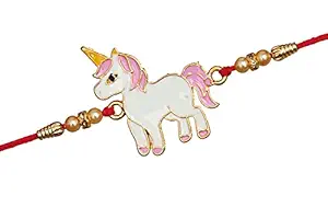 RakhiMall-Unicorn plated With Beads Kids Rakhi (set of 1 with chocolate)