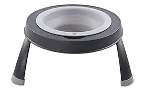 Dexas Pets Single Elevated Pet Feeder/Pet Bowl, Large/ 4 Cup Capacity, Light Gray